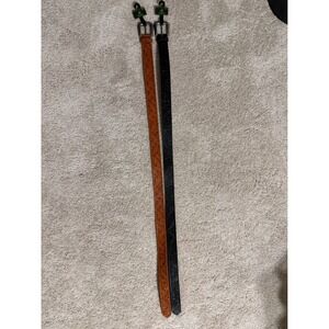 Beverly Hills Polo Club‎ Mens Western Floral Embossed Belt Set Black Brown 36/38